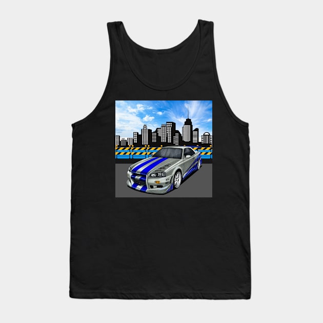 Paul walker's Skyline GTR Tank Top by MOTOSHIFT